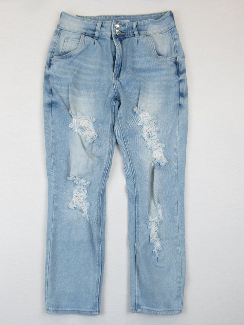 Almost Famous Distressed Jean Juniors Size 7 Light Wash Straight Denim